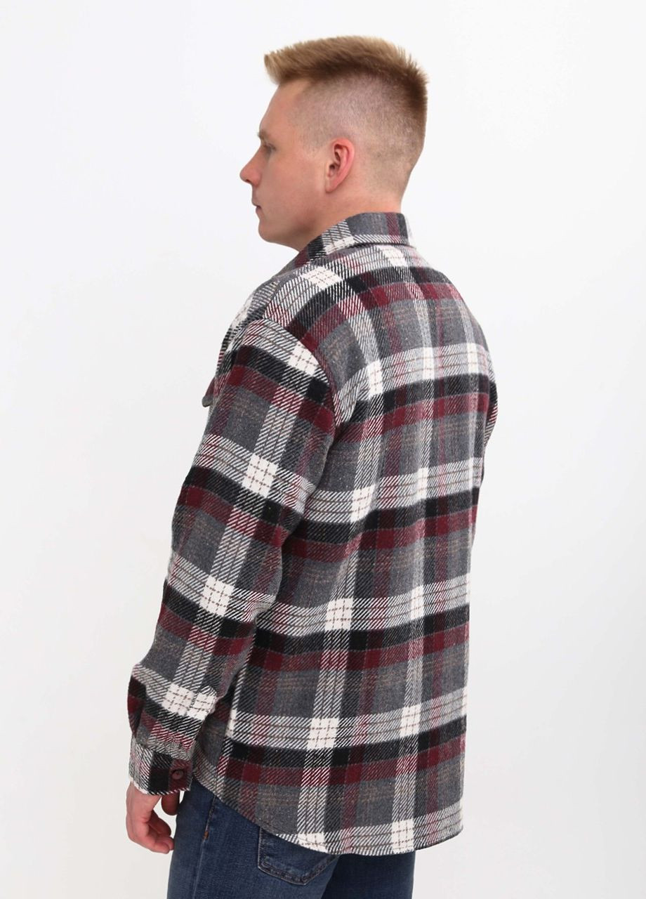 Сорочка чоловіча сіра з червоним тепла в клітку Bagarda Прямая (261029058)