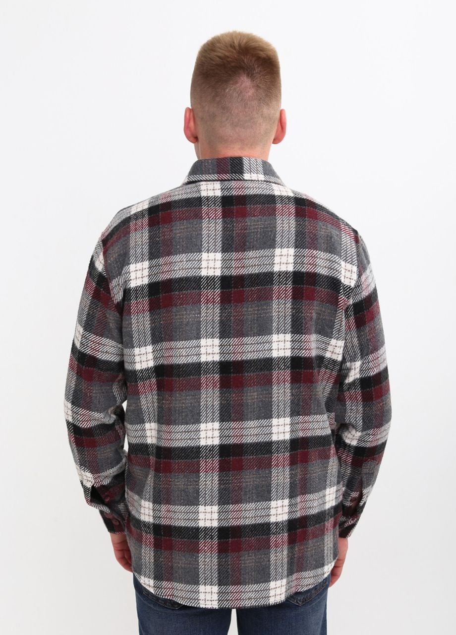 Сорочка чоловіча сіра з червоним тепла в клітку Bagarda Прямая (261029058)