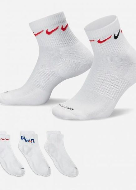 Шкарпетки U NK EVERYDAY PLUS CUSH ANKLE білий, мультиколор Чоловічі 34-38 Nike (261766579)