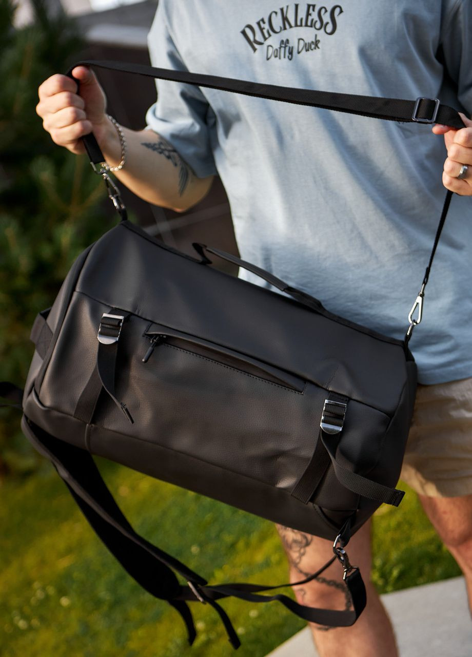 Сумка-рюкзак бочка черная с карманом для обуви 32L на 2 отделения No Brand сумка karimat (261326423)