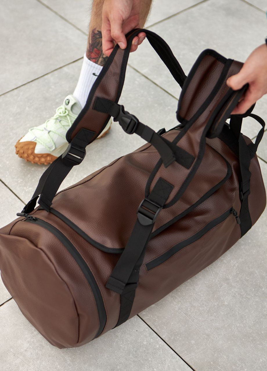 Багатофункціональна сумка-рюкзак з кишенею для взуття 37L на 3 відділення, коричневий колір No Brand сумка barrel (261326416)