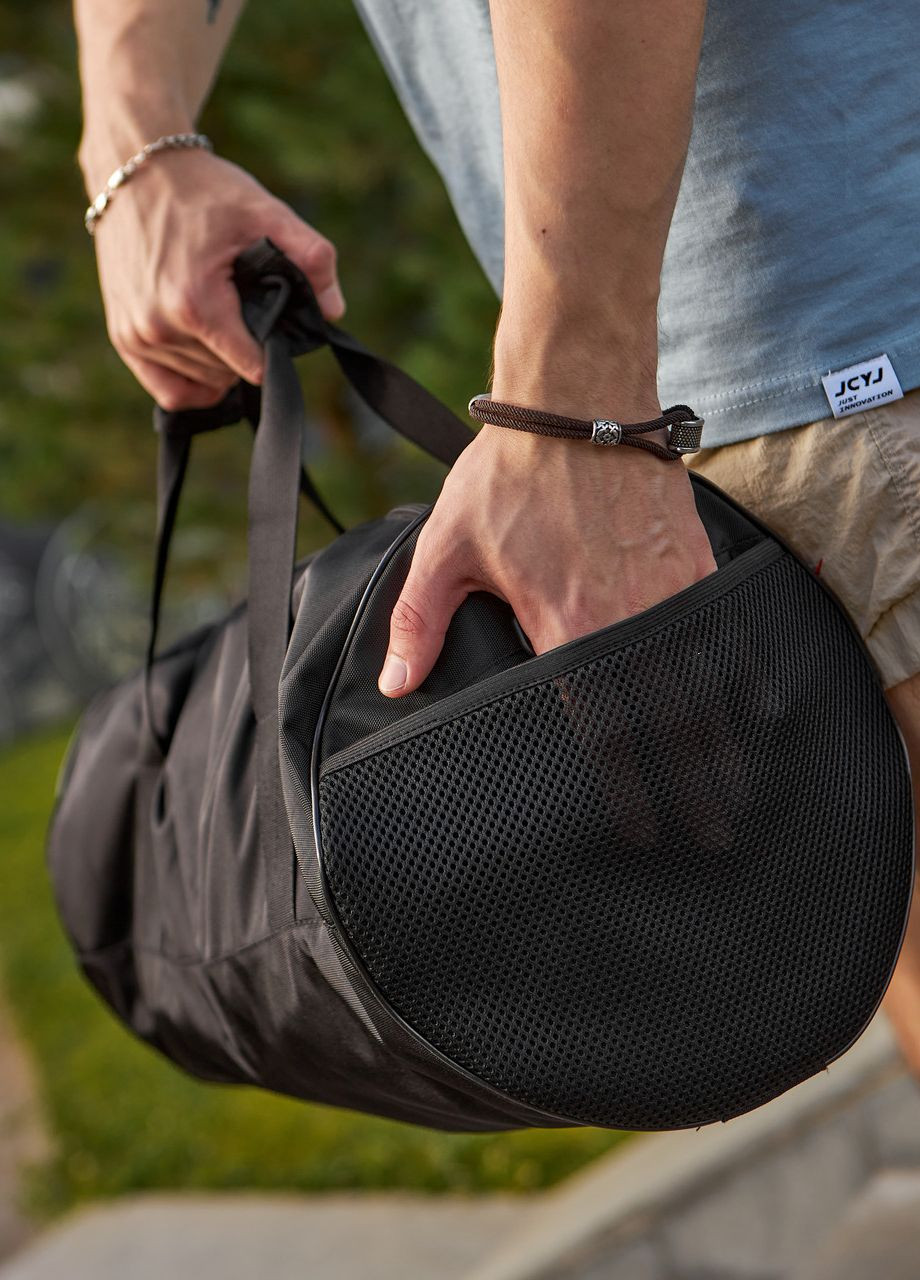 Дорожня сумка бочка mini чорна з карманом для взуття No Brand сумка day s (261326428)
