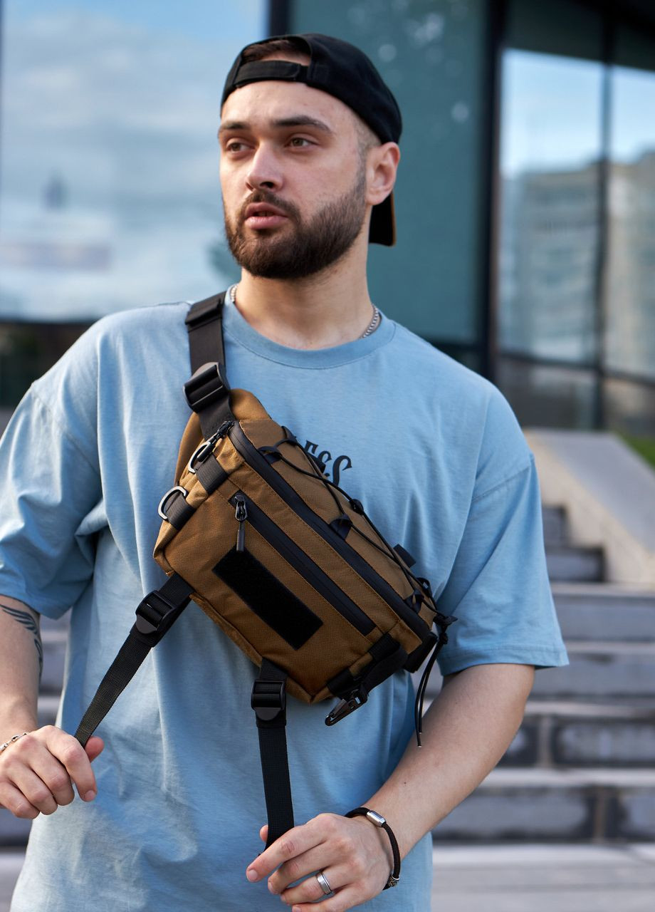 Тактическая бананка, поясная сумка цвет камуфляжный койот с карабином No Brand coyote tt (261326433)