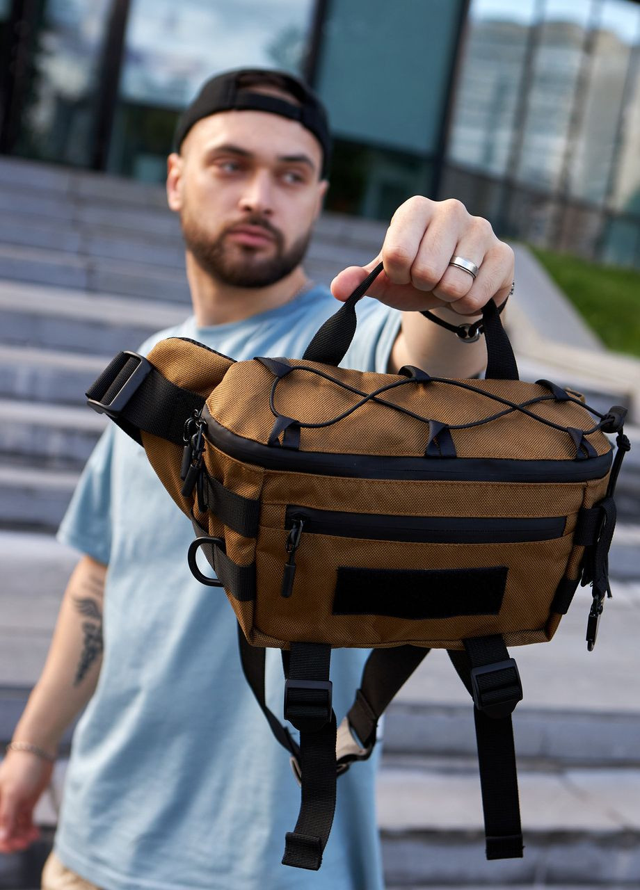 Тактическая бананка, поясная сумка цвет камуфляжный койот с карабином No Brand coyote tt (261326433)