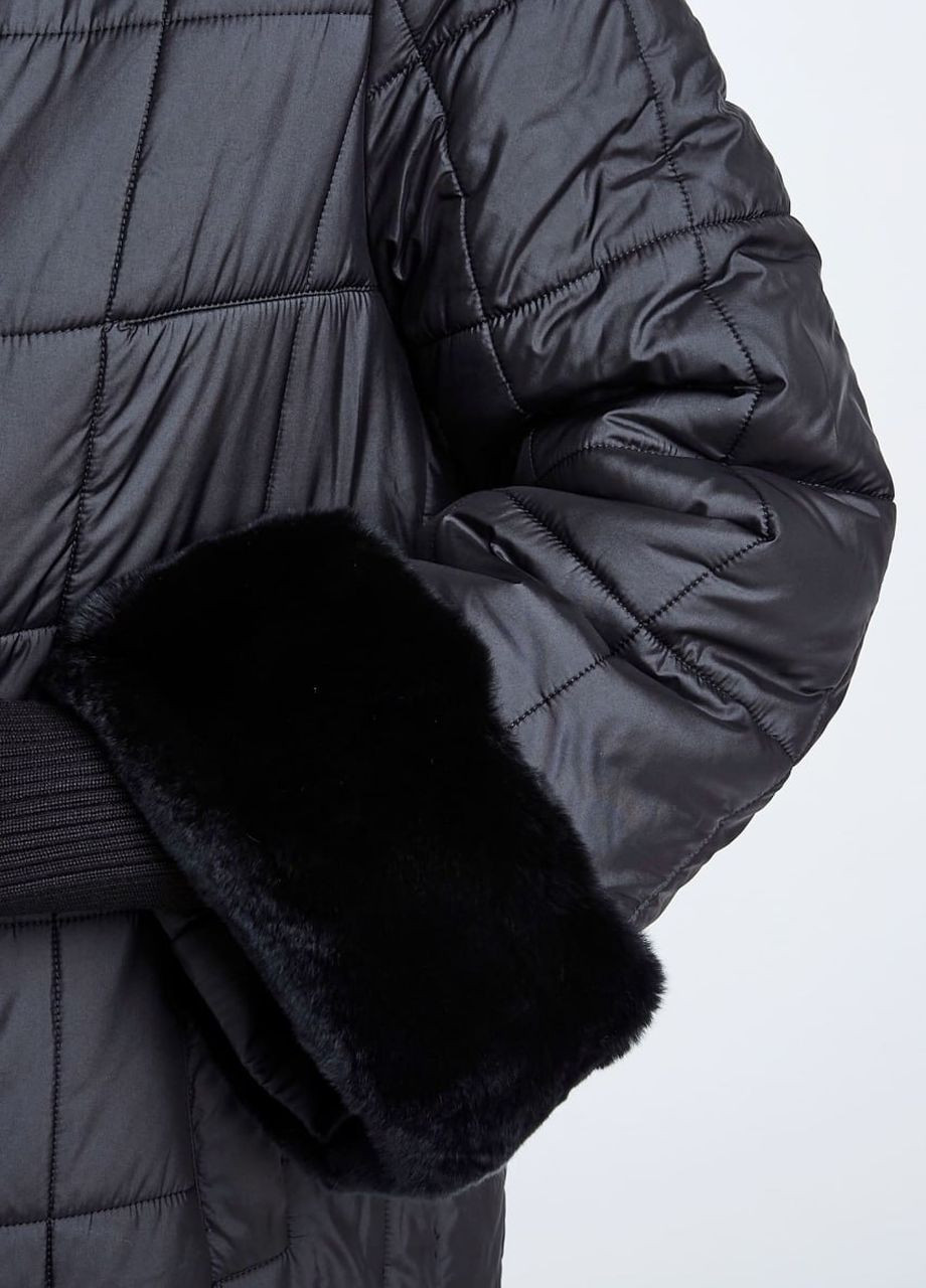 Черная зимняя пальто на верблюжьей шерсти duvetti черный Lora