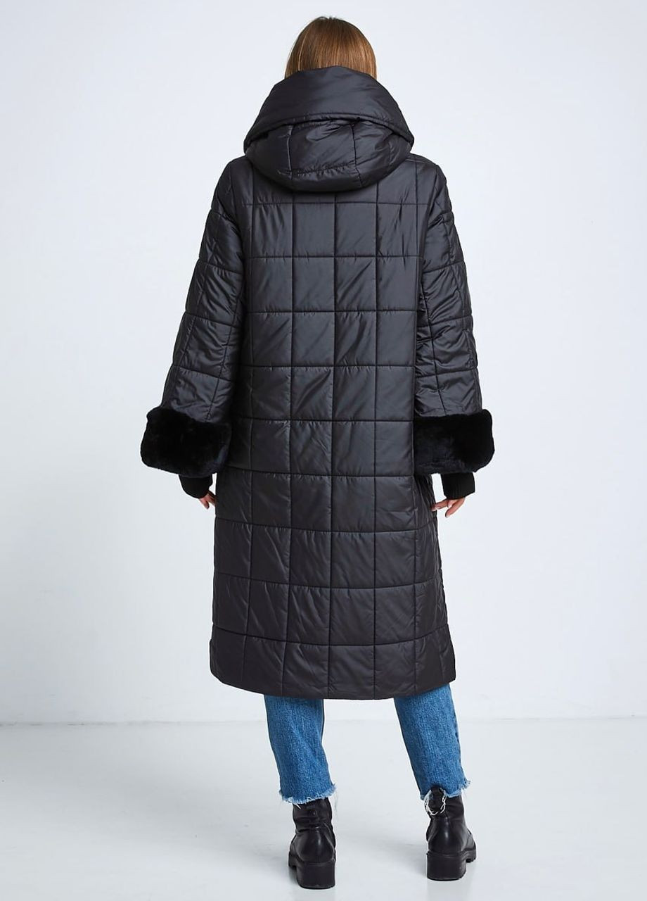 Черная зимняя пальто на верблюжьей шерсти duvetti черный Lora