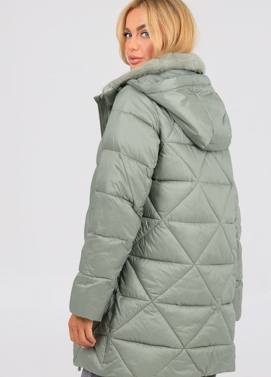 Оливкова зимня куртка-пуховик великих розмірів оливковий Black