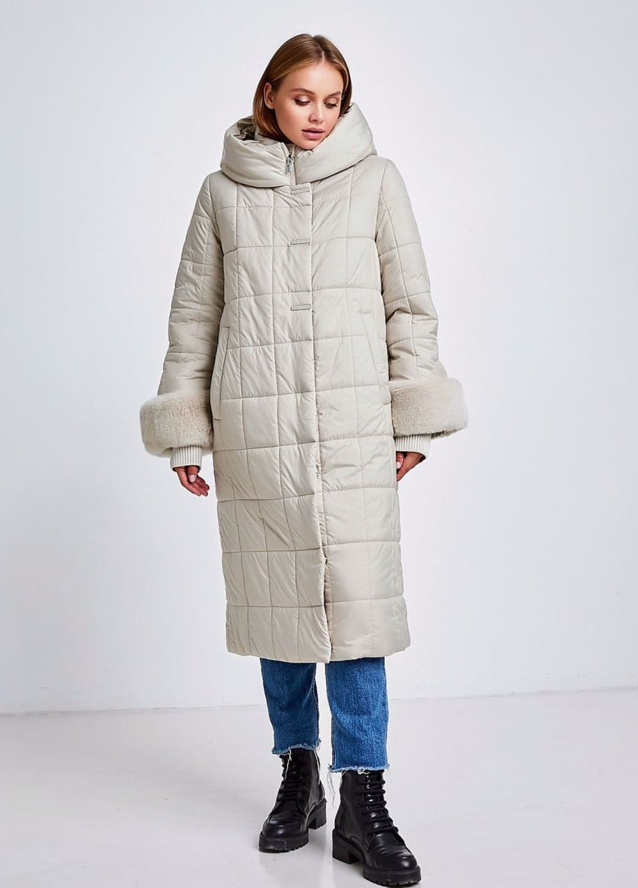 Перлова зимня пальто на верблюжій шерсті duvetti перлинний Lora