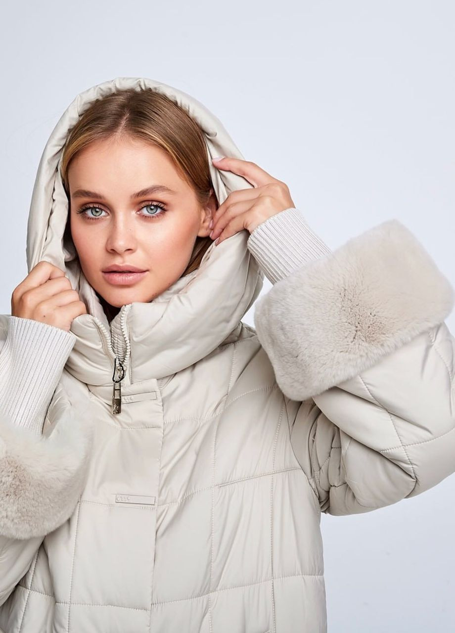 Перлова зимня пальто на верблюжій шерсті duvetti перлинний Lora