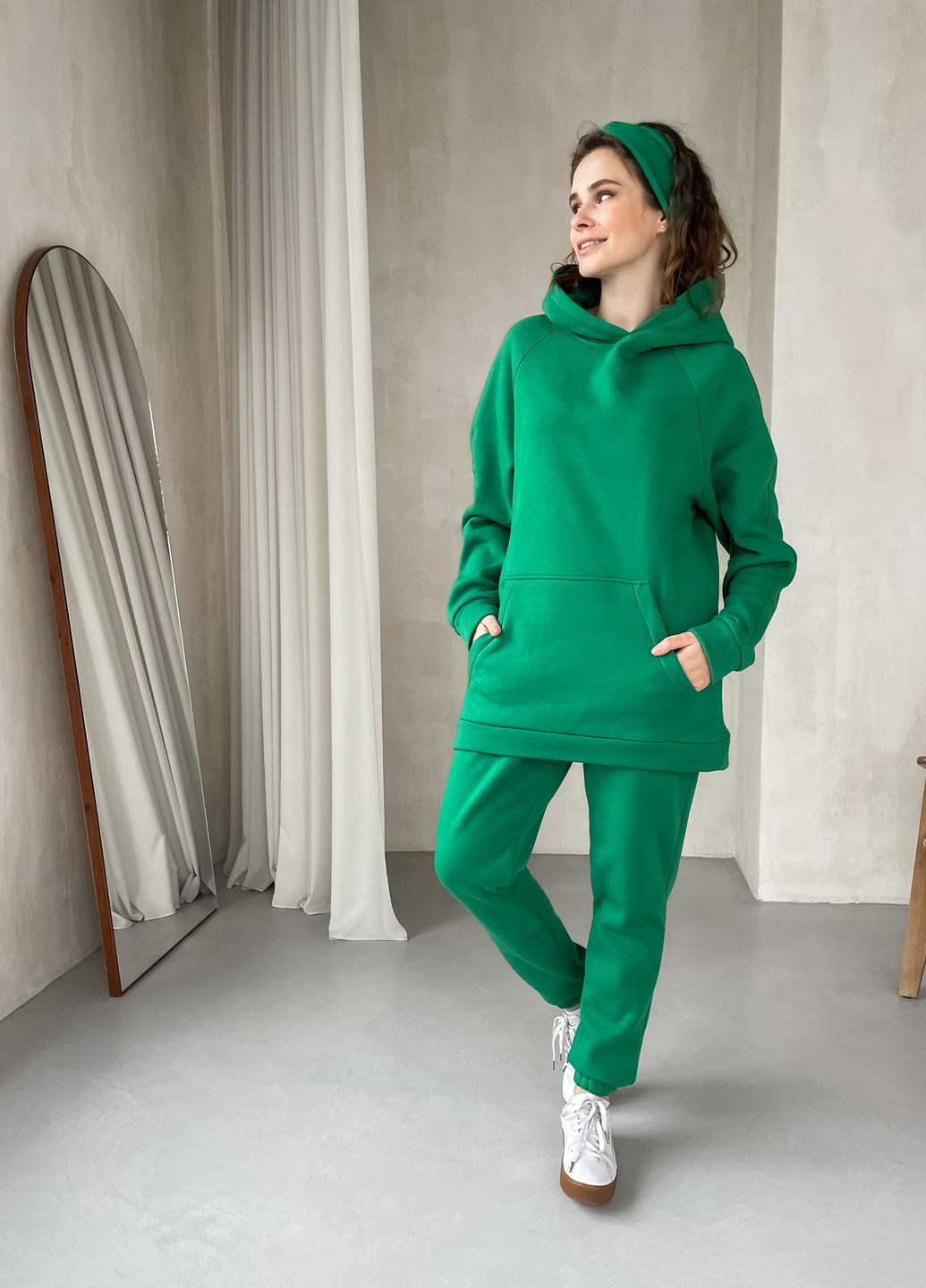 Теплый спортивный костюм на флисе зеленого цвета 100000175 Merlini лекко (261241296)
