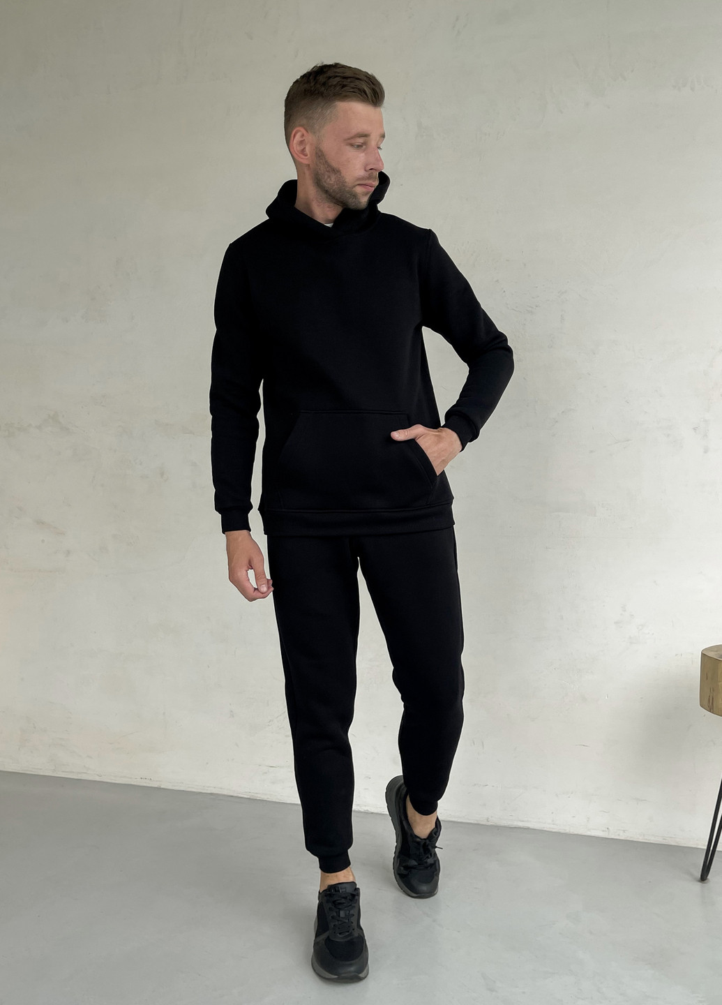 Теплый зимний мужской спортивный костюм на флисе черный 100001001 Merlini франс (261241279)