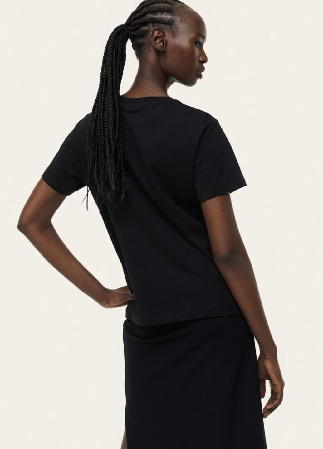 Чорна всесезон базова футболка прямого крою з коротким рукавом H&M Basic