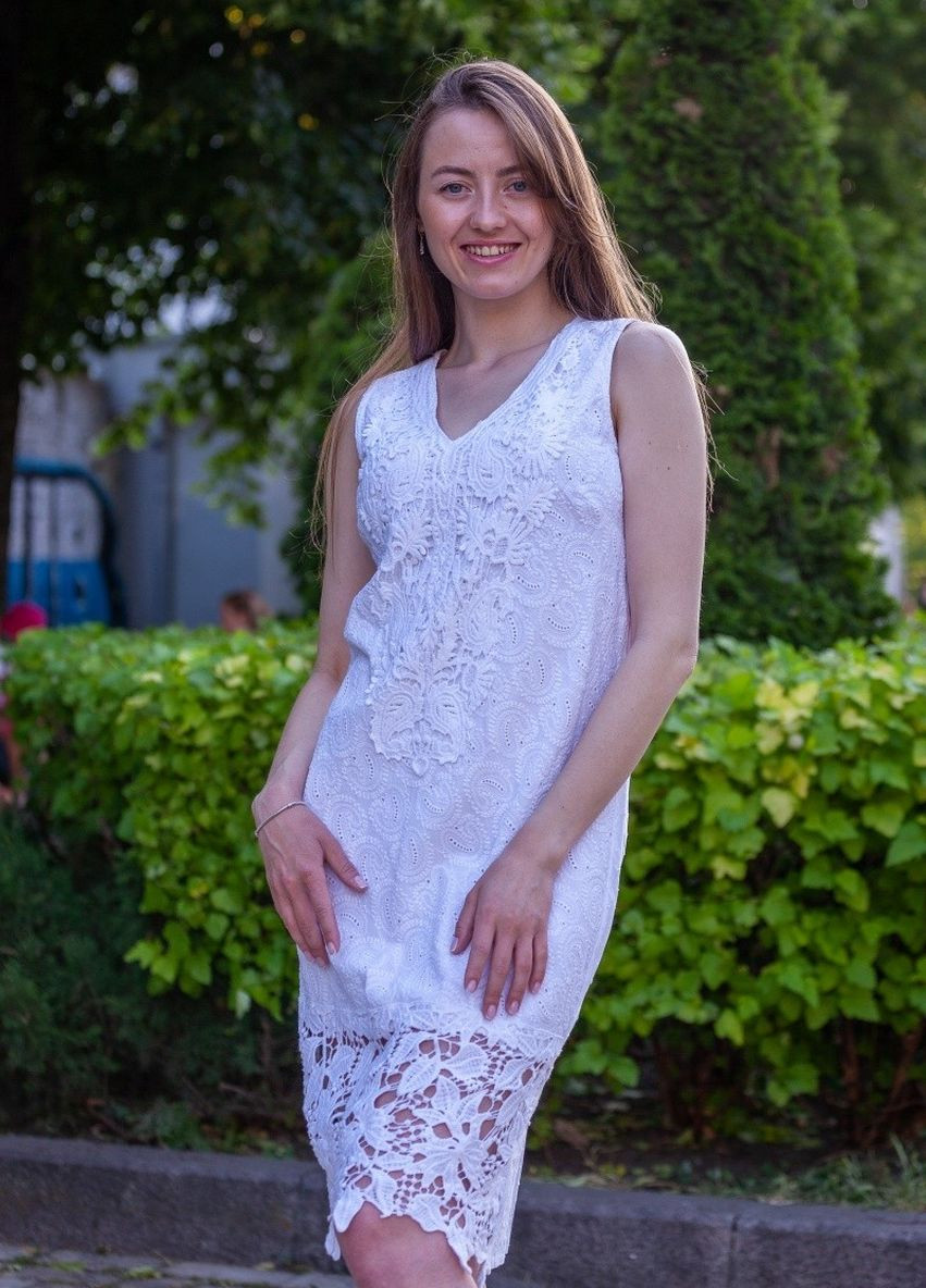 Белое пляжное платье COTTON однотонное