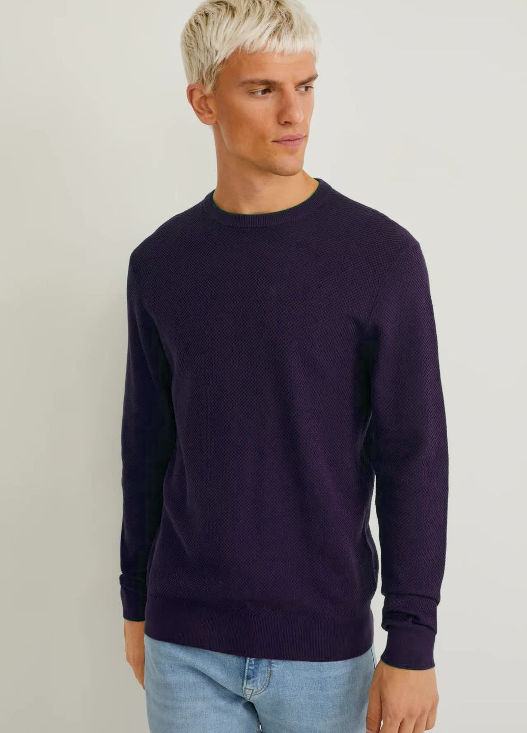 Фиолетовый демисезонный свитер из хлопка C&A