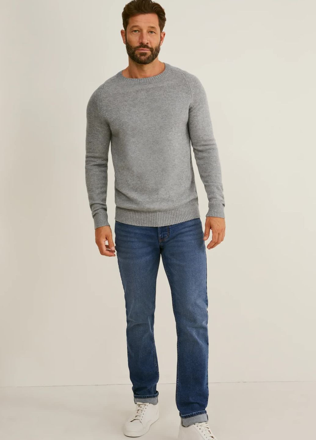 Серый демисезонный свитер из шерсти C&A