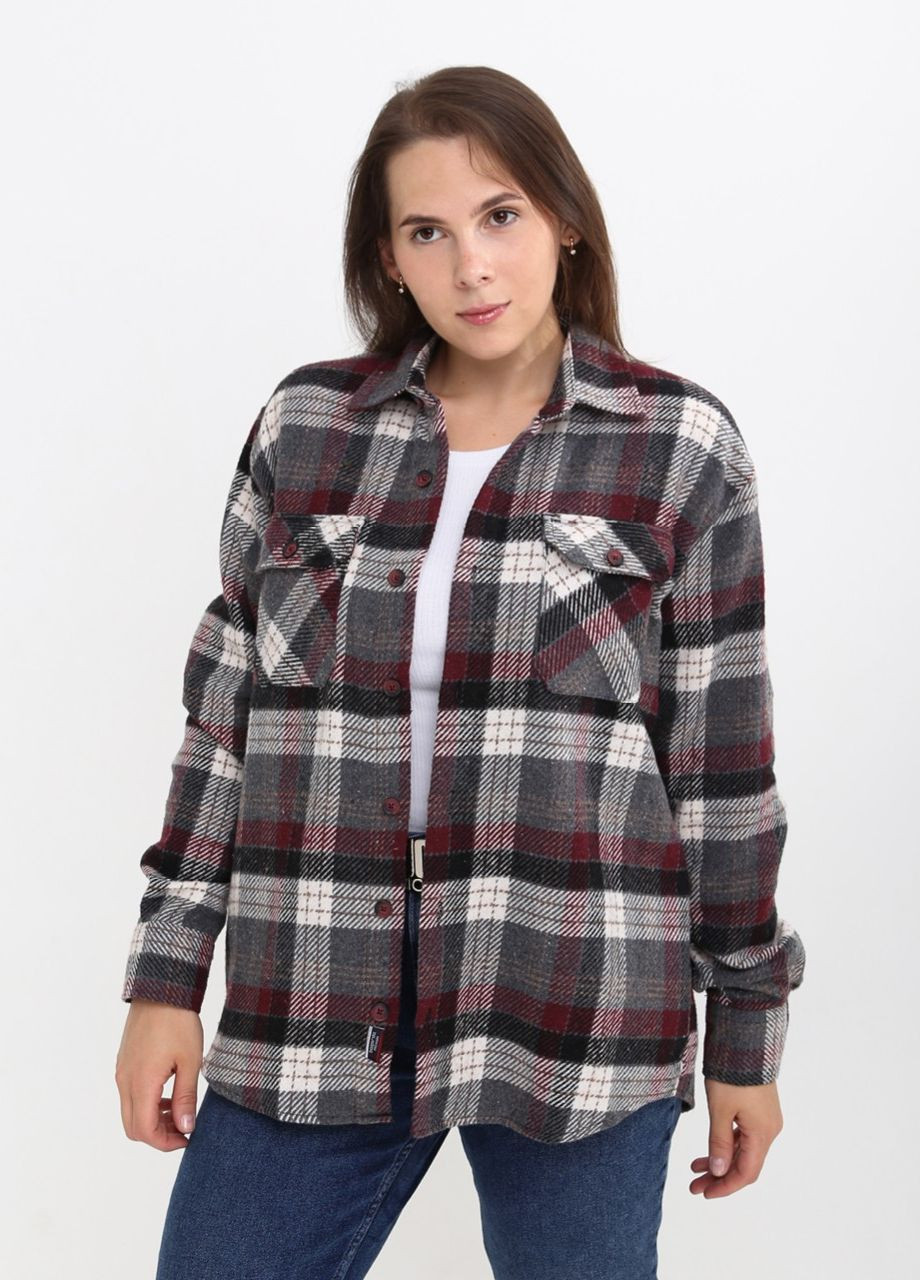Красная повседневный рубашка в клетку Bagarda с длинным рукавом