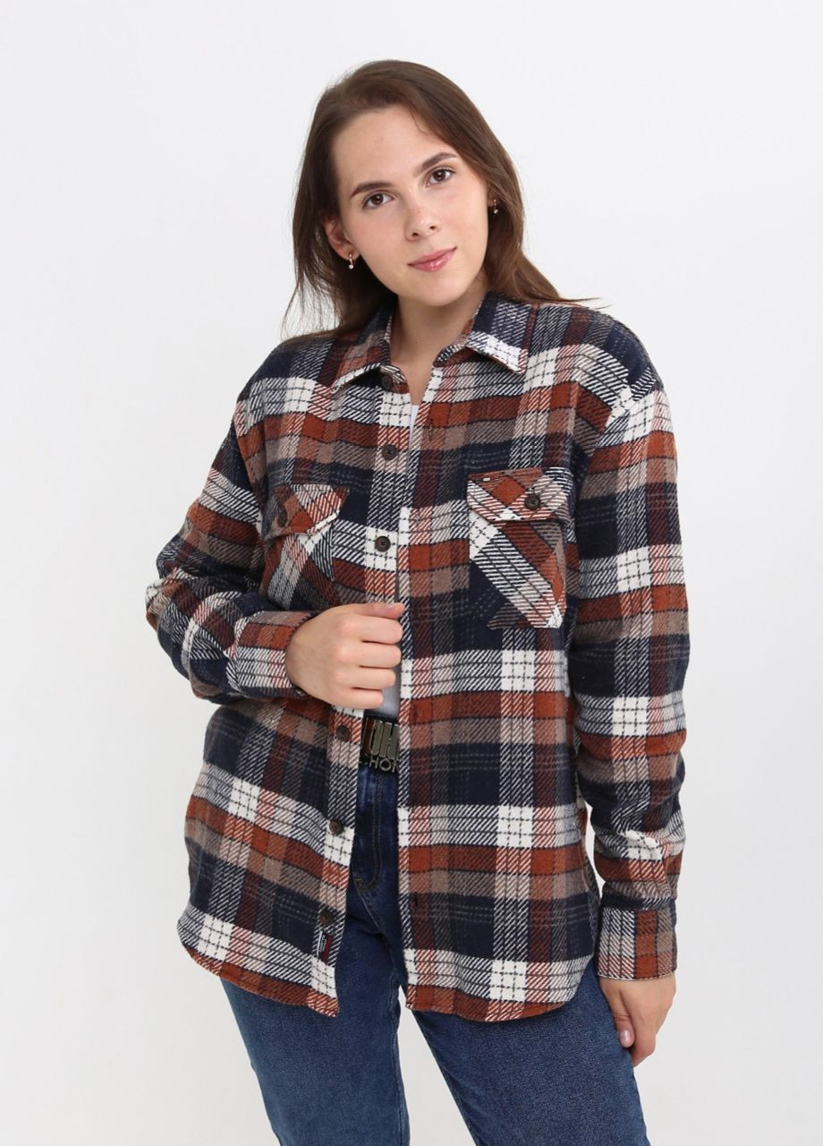 Коричневая повседневный рубашка в клетку Bagarda с длинным рукавом