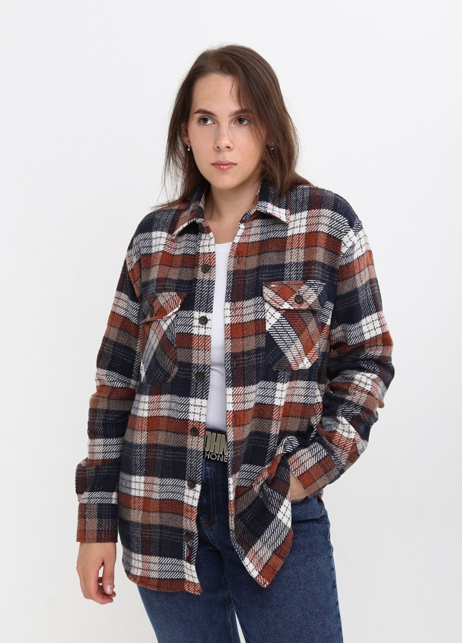 Коричневая повседневный рубашка в клетку Bagarda с длинным рукавом