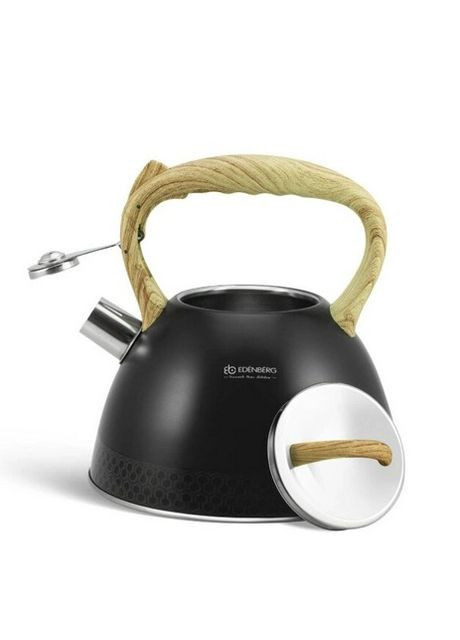 Металевий чайник із свистком EB-8809 змінний колір зі свистком 3.00 л чорний Edenberg (261407032)