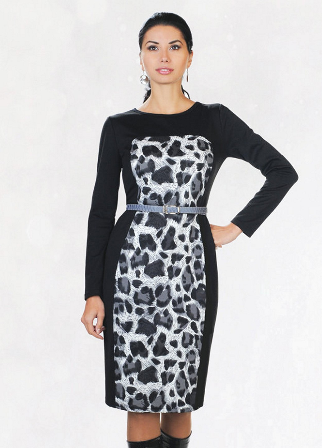 Черное кэжуал платье Lila леопардовый