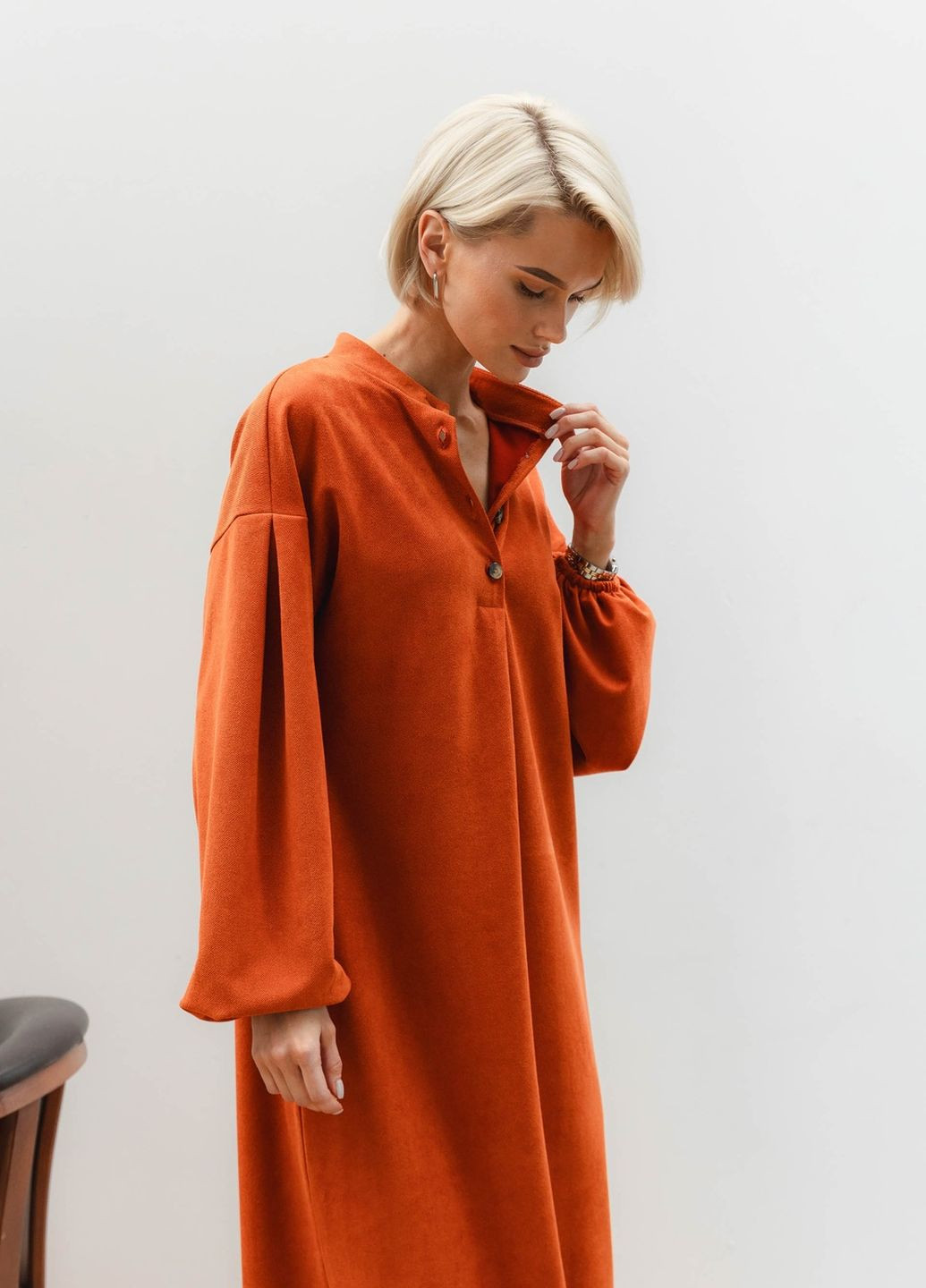 Терракотовое повседневный платье Liton однотонное