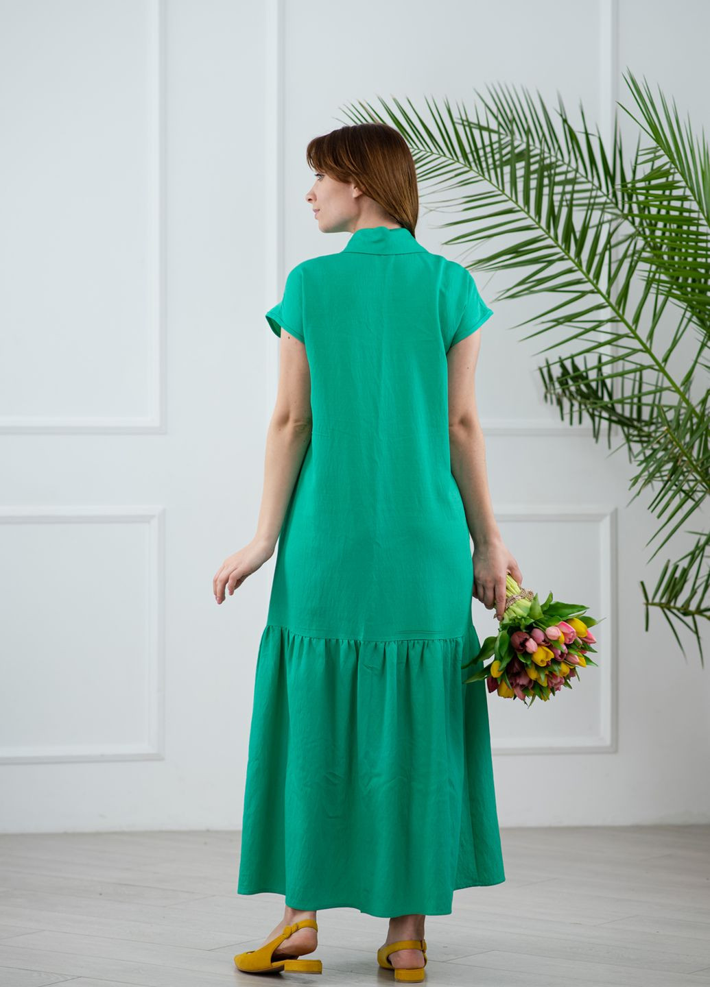 Зеленое кэжуал платье Azuri однотонное