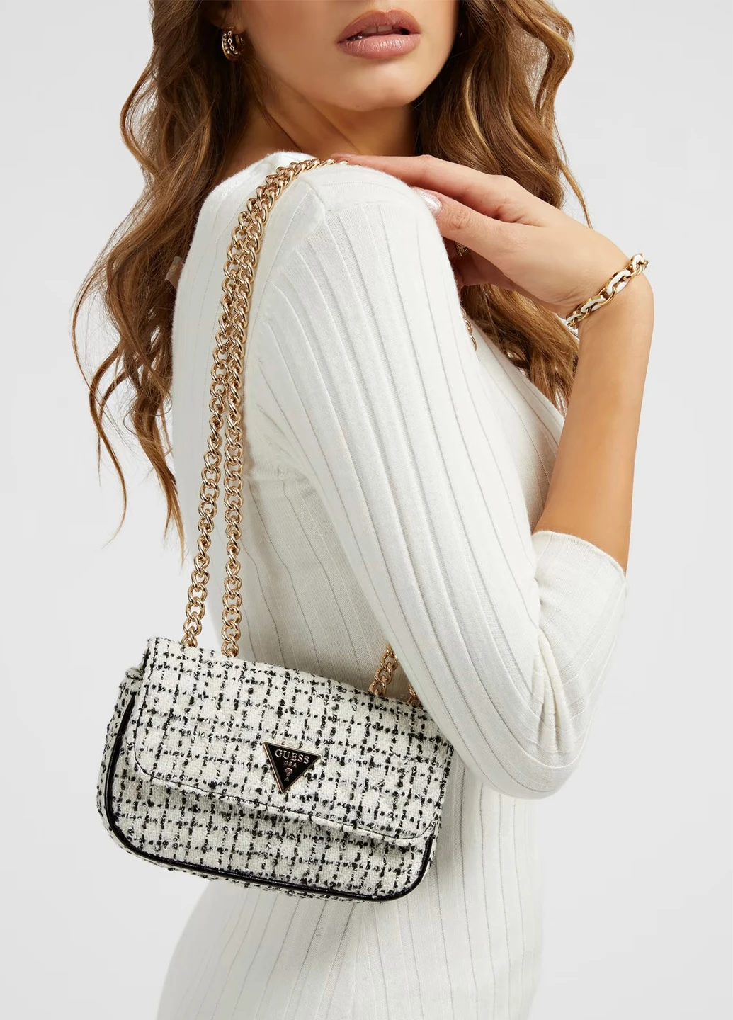 Сумка жіноча твідова Guess SPARK MICRO MINI (261552926)