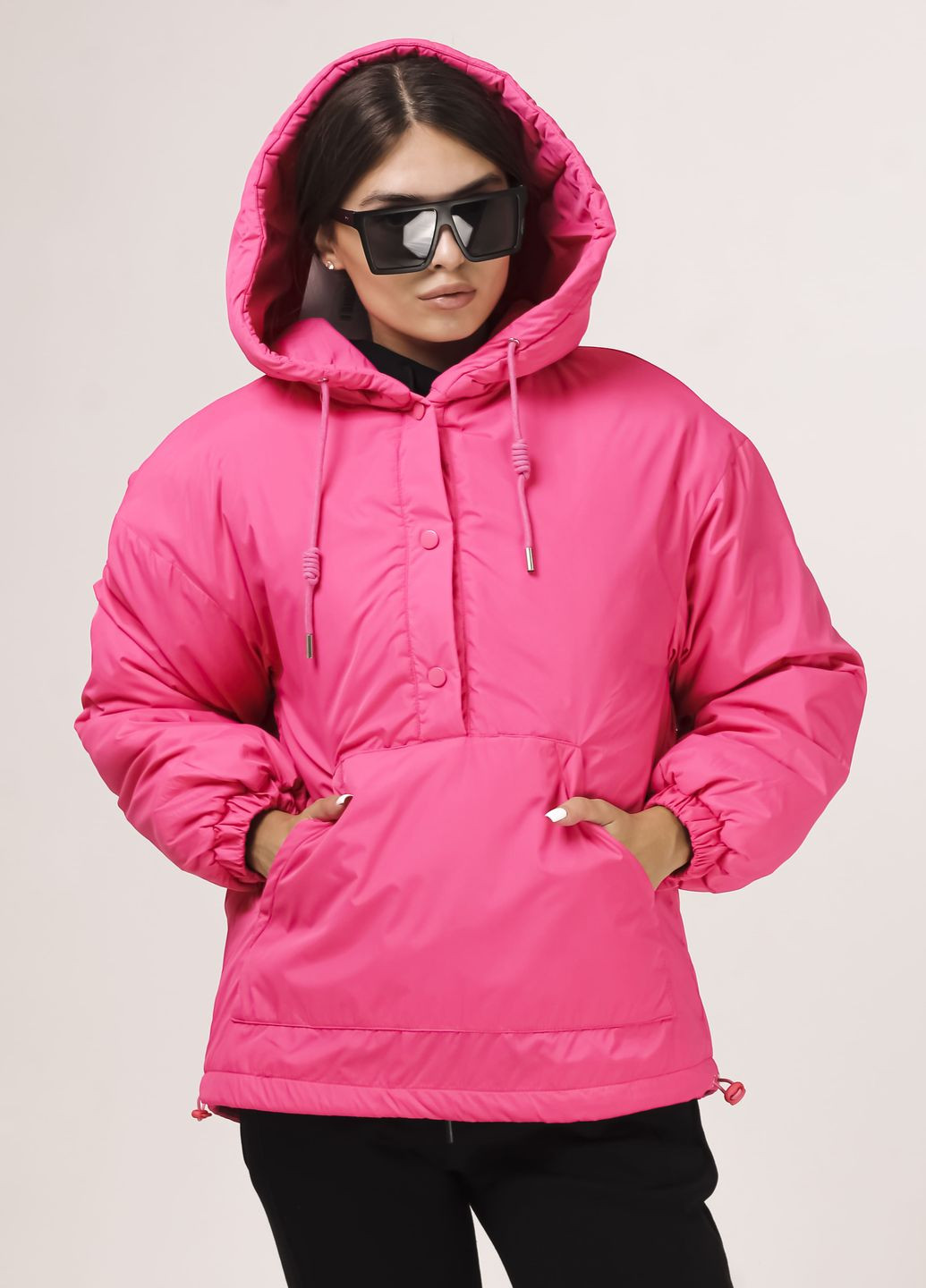 Фуксиновая демисезонная куртка женская анорак фуксия HAIZIYUAN