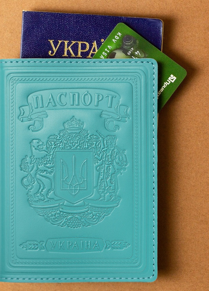 Шкіряна Обкладинка Для Паспорта Villini 003 Глянець Блакитний Martec (259040660)