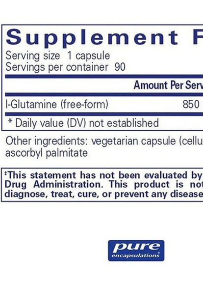 L-Glutamine 850 mg 90 Caps PE-02232 Pure Encapsulations (258498822)