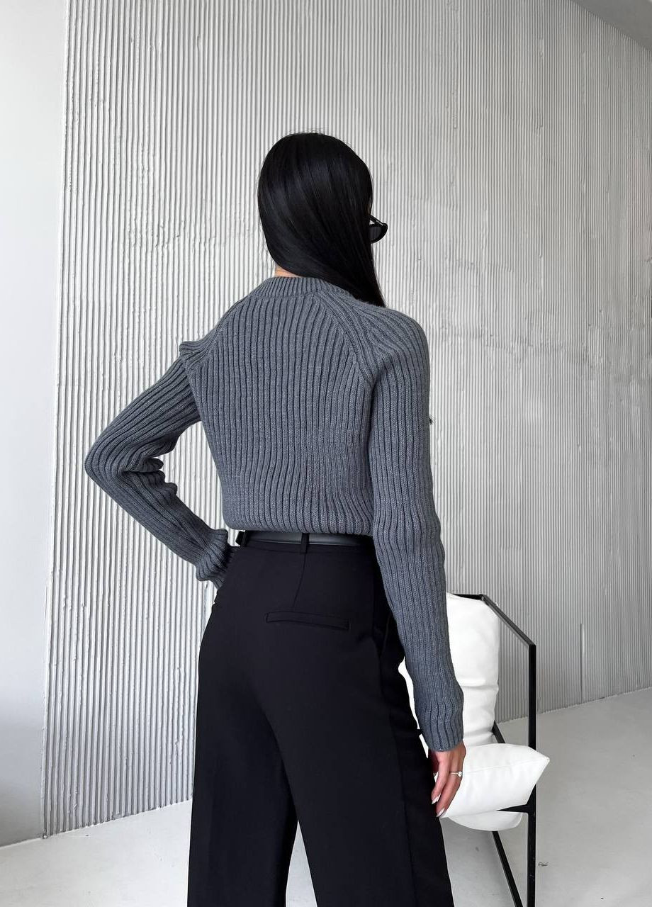 Жіночий светр із текстурним візерунком колір сірий р. 42/46 441955 New Trend (263134046)