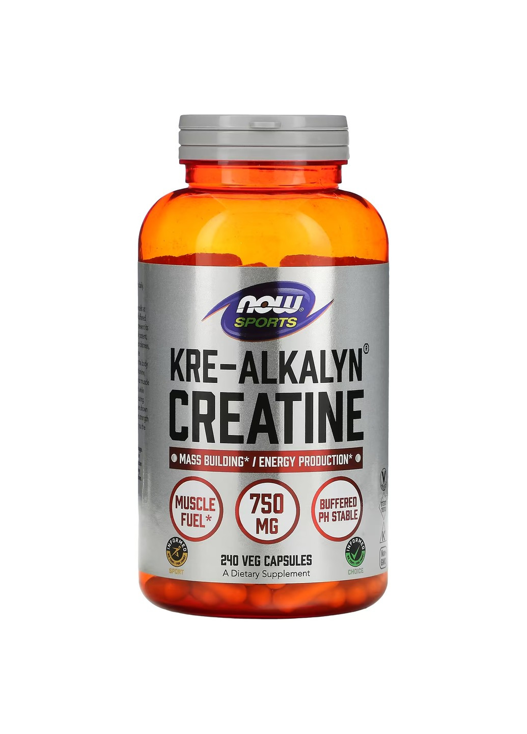 Креатин в капсулах Kre-Alkalyn(R) Creatine 750 мг - 240 вег.капсул Now Foods (278040398)