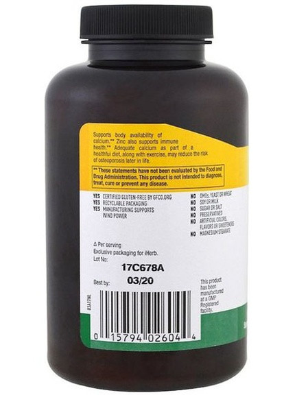 Calcium Magnesium Zinc 250 Tabs Country Life (256723881)