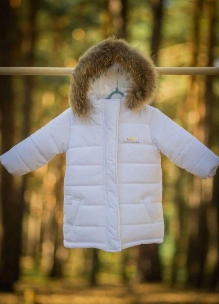 Біла зимня подовжена зимова куртка No Brand