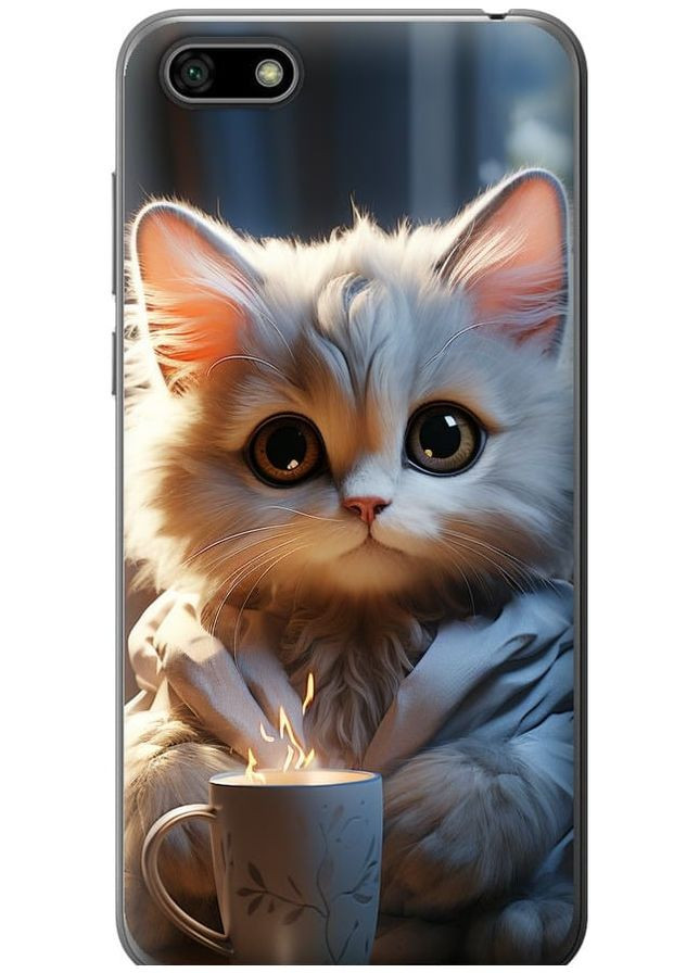 2D пластиковый чехол 'White cat' для Endorphone huawei y5 2018 (265396108)