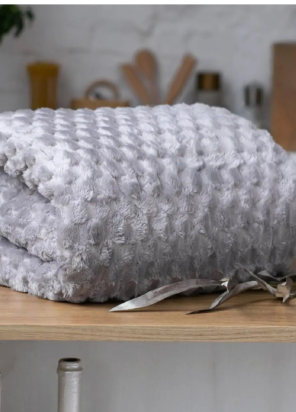 Плед покрывало одеяло микрофибра 3D узор двуспальный евро 200х230 см (473927-Prob) Светло-серый Unbranded (256896048)
