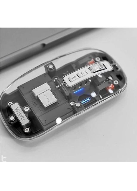 Беспроводная мышь Crystal Magnetic Wireless с аккумулятором и Bluetooth (Type-C, USB 2.4 ГГц, для макбука) - Серая WIWU wm105 (264660590)