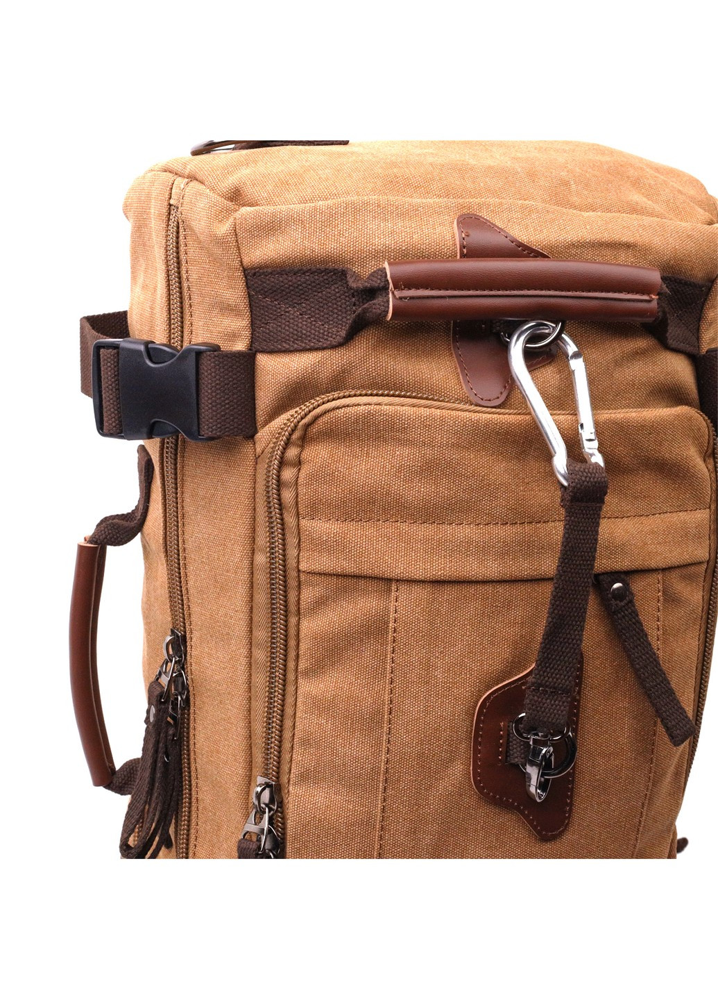 Современный рюкзак-трансформер в стиле милитари из плотного текстиля 22160 Коричневый Vintage (267925306)