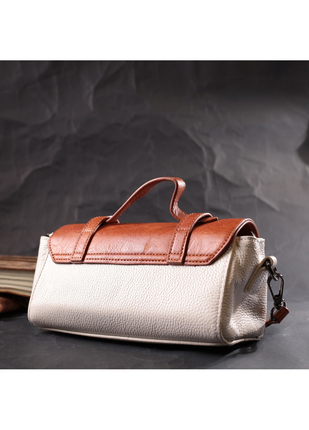 Оригинальная женская сумка в винтажном стиле из натуральной кожи 22350 Белая Vintage (276457549)