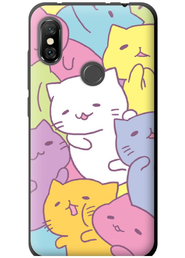TPU черный чехол 'Котики' для Endorphone Xiaomi Redmi Note 6 Pro (260265562)