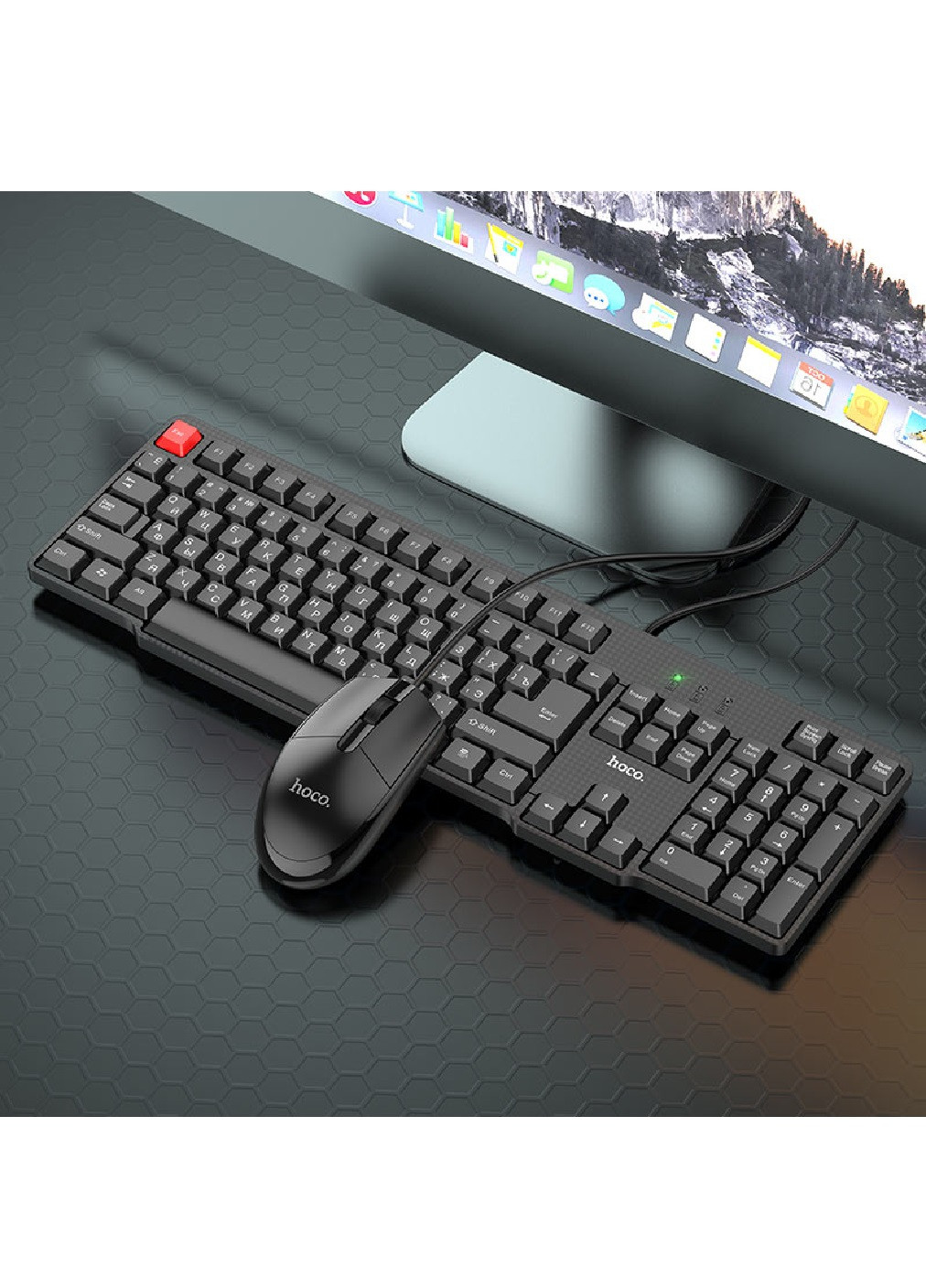 Комплект набор проводная клавиатура мышь с русской английской раскладкой пластик (476056-Prob) Черный Unbranded (275991862)