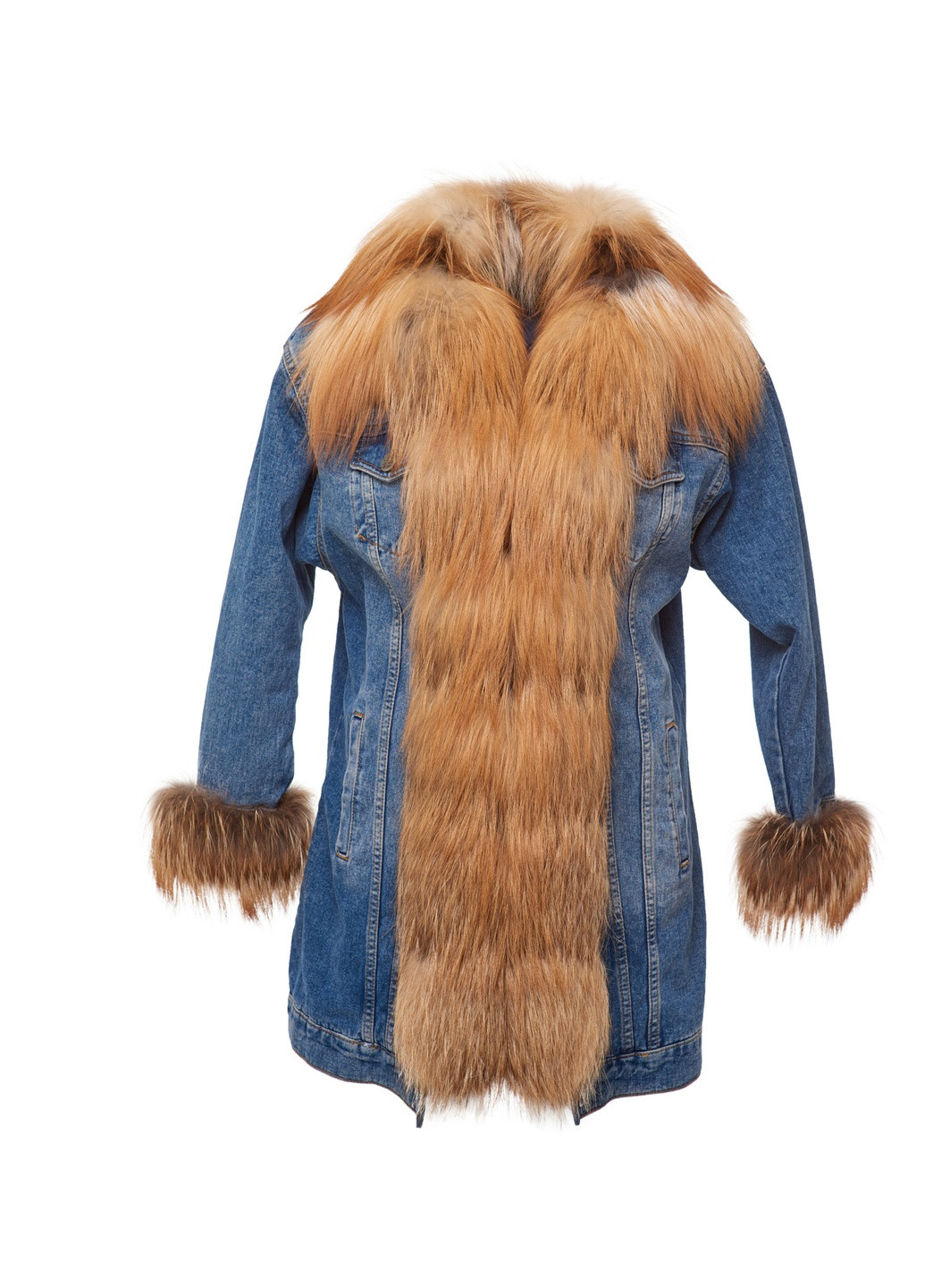 Синя зимня утеплена джинсова куртка джинс денім з натуральним зйомним хутром зима осінь shea голуба vip gold fox Actors