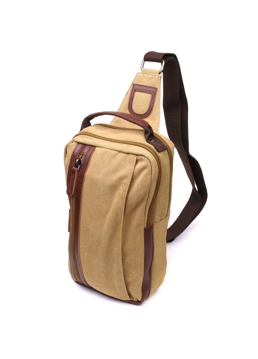Интересная мужская сумка через плечо из плотного текстиля 22194 Песочный Vintage (267932165)