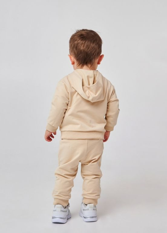 Бежевий дитячий костюм (кофта + штанці) | 95% бавовна | демісезон | 80, 86 | малюнок собачка на скутері бежевий Smil