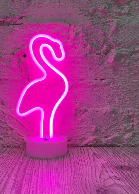 Настольный декоративный неоновый светильник-ночник Фламинго (29,5х14,5 см, USB или батарейки) - Розовый Forus neon decoration lamp (257033358)