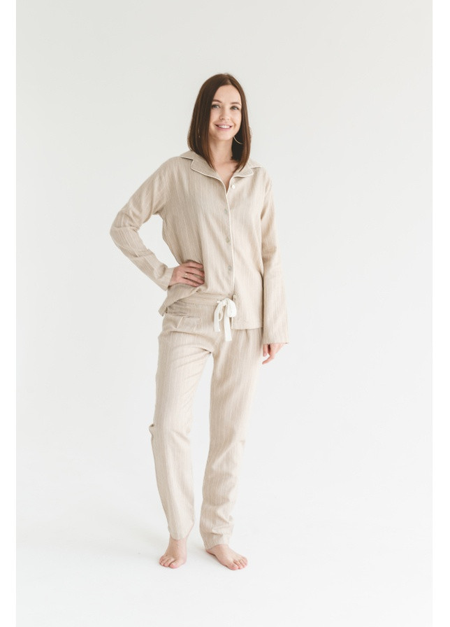 Бежевая всесезон пижама женская home - charly бежевый xl кофта + брюки Lotus