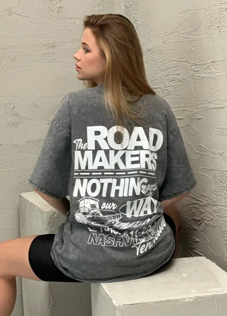 Серая футболка туника road makers You Best