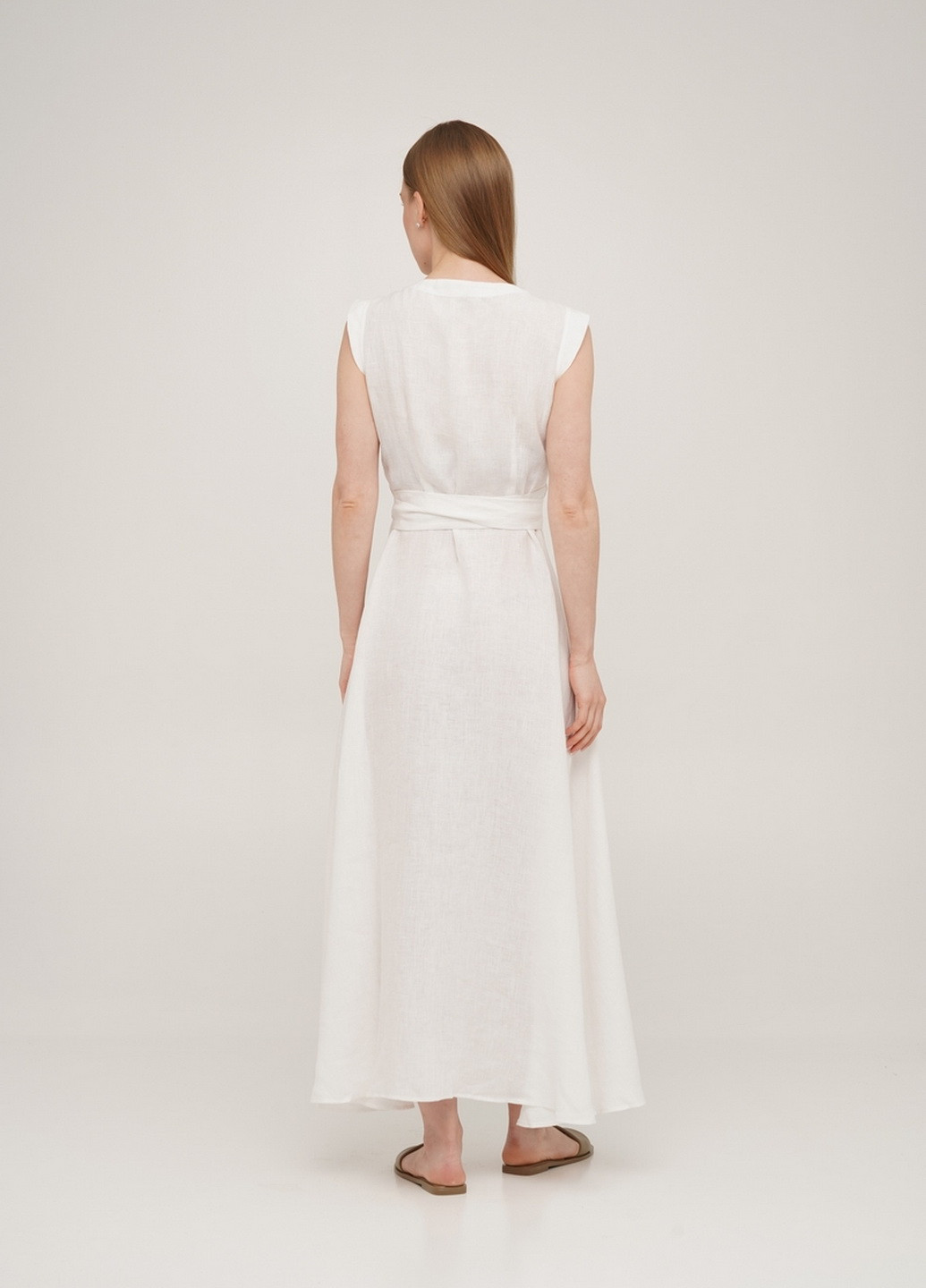 Білий кежуал сукня на запах лляна linen біла SoundSleep