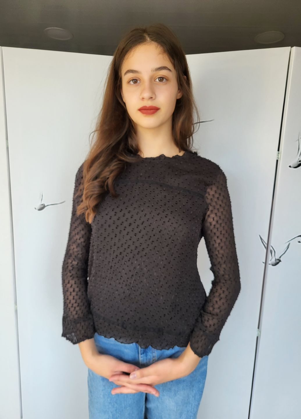 Чорна блуза однотонна пряма чорна Pigalle