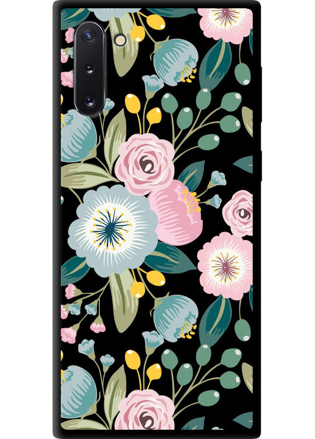 TPU черный чехол 'Цветочные обои v2' для Endorphone Samsung Galaxy Note 10 (258088504)
